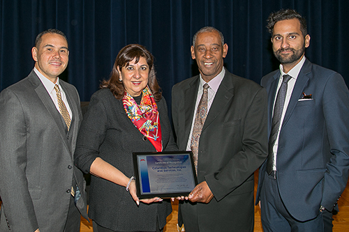 Ryan Nagahiro, Reva Handa, Ronnie Shaw and Devin Anand holding 2017 JPL Subcontractor of the Year Award Ryan Nagahiro, Reva Handa, Ronnie Shaw and Devin Anand holding 2017 JPL Subcontractor of the Year Award